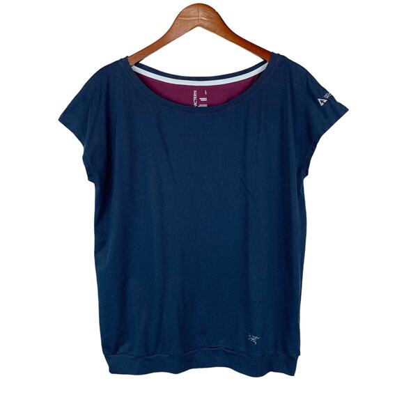 Arc'teryx Ardena Top T-shirt Short Sleeve Blue Weyerhaeuser Logo Women's L